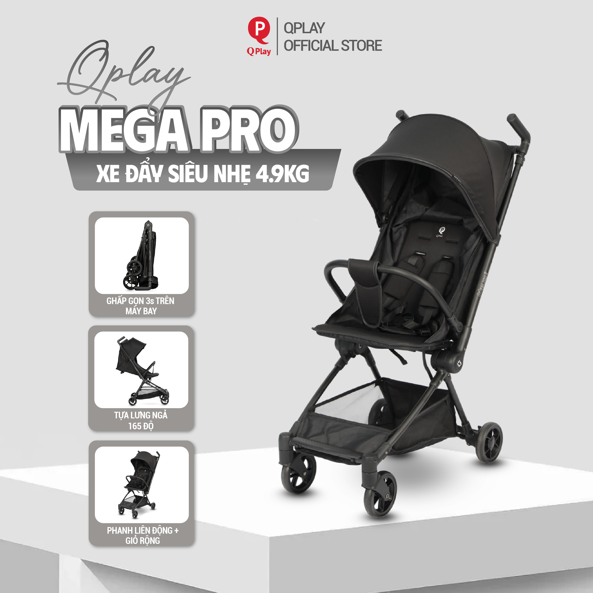 Xe đẩy em bé QPLAY MEGA PRO